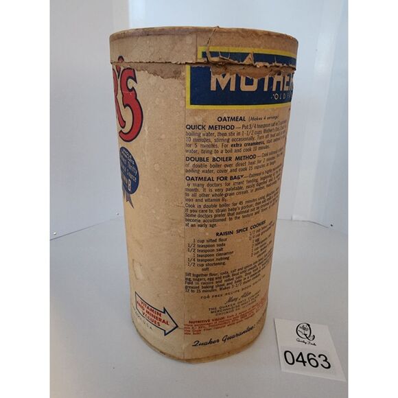 Mothers Oats Old Fashions Quaker Oats Company Cardboard Container Antique - Picture 3 of 12